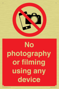 No photography or filming using any device
